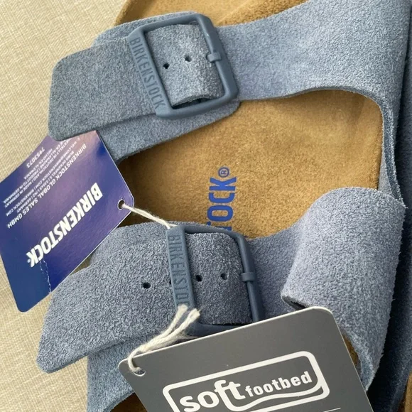 Mens Birkenstock Arizona Soft Footbed Suede Leather Sandal Size 11 - Picture 9 of 11